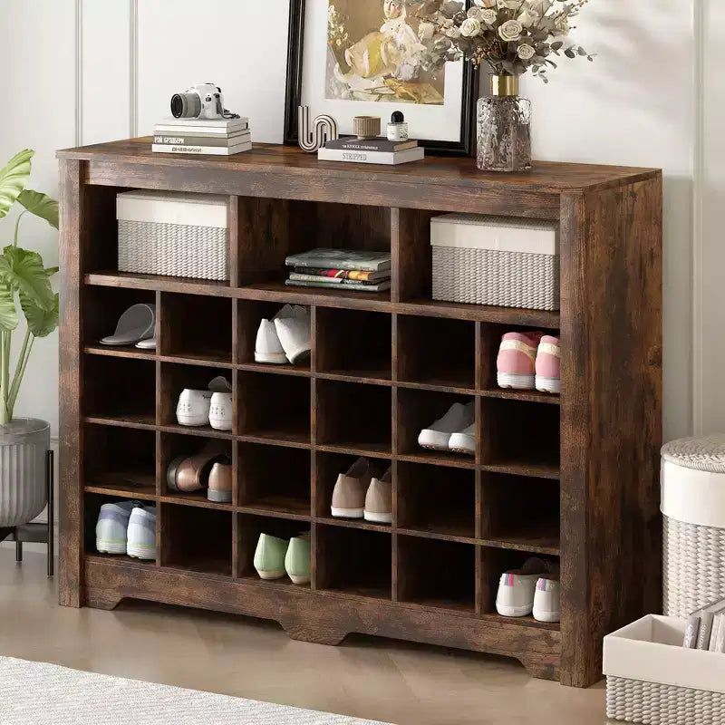 Sleek Shoe Cabinet with Curved Base, Shoe Rack with 24 Shoe, Shoe Cabinet Storage For Entryway, Living Room, Hallway