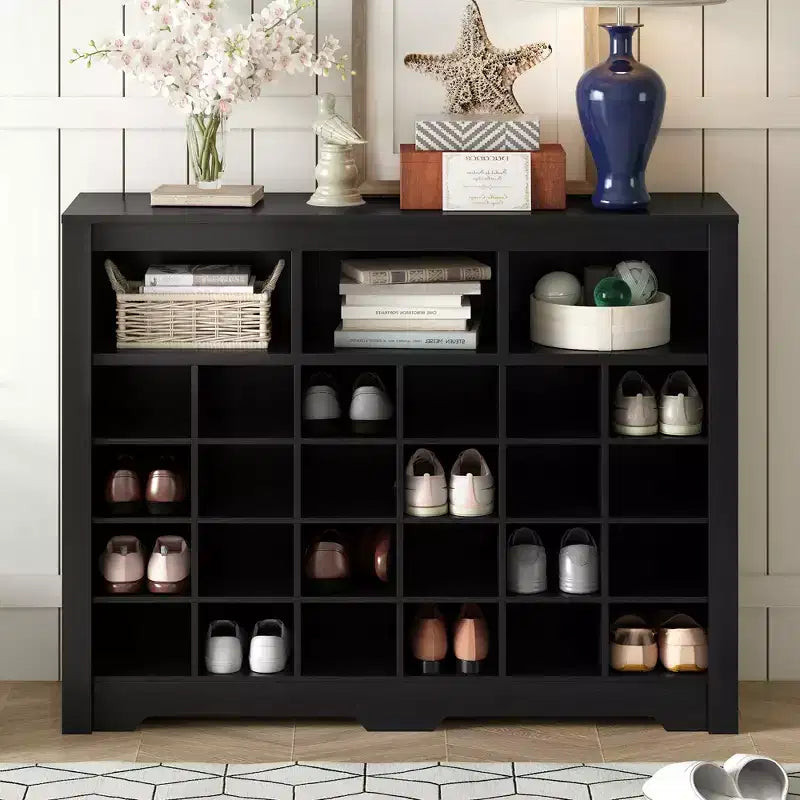 Sleek Shoe Cabinet with Curved Base, Shoe Rack with 24 Shoe, Shoe Cabinet Storage For Entryway, Living Room, Hallway