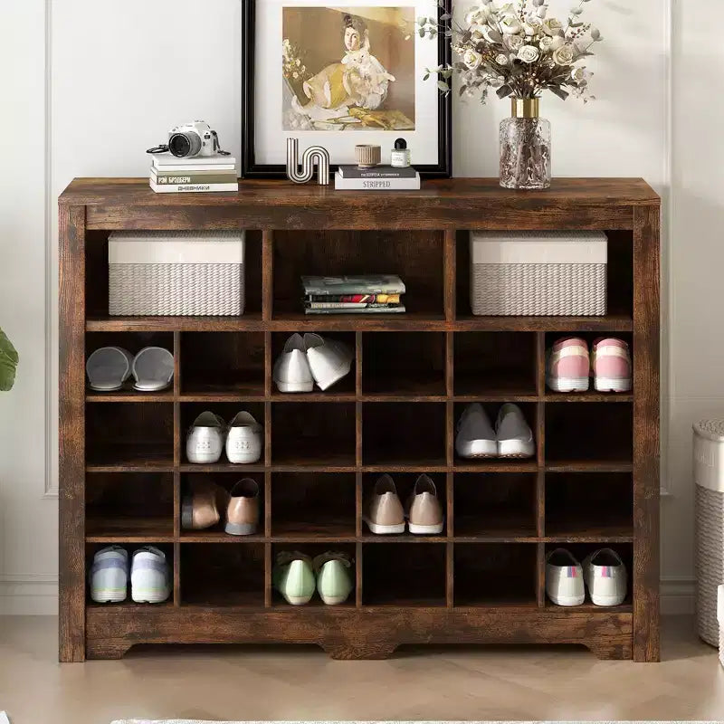 Sleek Shoe Cabinet with Curved Base, Shoe Rack with 24 Shoe, Shoe Cabinet Storage For Entryway, Living Room, Hallway