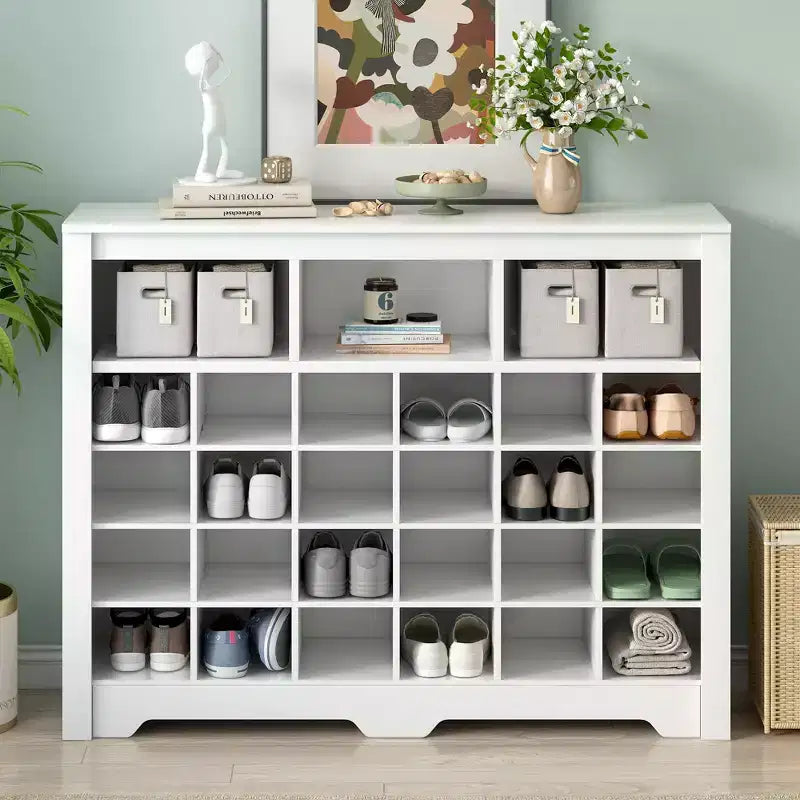 Okak Sleek Shoe Cabinet with Curved Base, Shoe Rack with 24 Shoe, Shoe Cabinet Storage For Entryway, Living Room, Hallway