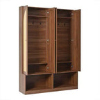 Farmhouse Shoe Cabinet, Freestanding Shoe Organizer with 4-In-1 Seating Bench with 6 Hooks for Entryway, Living Room, Hallway