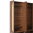Farmhouse Shoe Cabinet, Freestanding Shoe Organizer with 4-In-1 Seating Bench with 6 Hooks for Entryway, Living Room, Hallway