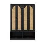 Farmhouse Shoe Cabinet, Freestanding Shoe Organizer with 4-In-1 Seating Bench with 6 Hooks for Entryway, Living Room, Hallway