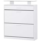 Slim Shoe Cabinet, Freestanding Shoe Organizer with 2 Flip Drawer and 1 Sliding Drawer, Shoe Storage Cabinet for Entryway, Living Room