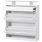 Slim Shoe Cabinet, Freestanding Shoe Organizer with 2 Flip Drawer and 1 Sliding Drawer, Shoe Storage Cabinet for Entryway, Living Room