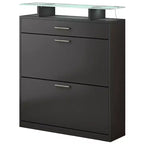 Slim Shoe Cabinet, Freestanding Shoe Organizer with 2 Flip Drawer and 1 Sliding Drawer, Shoe Storage Cabinet for Entryway, Living Room