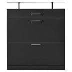 Slim Shoe Cabinet, Freestanding Shoe Organizer with 2 Flip Drawer and 1 Sliding Drawer, Shoe Storage Cabinet for Entryway, Living Room