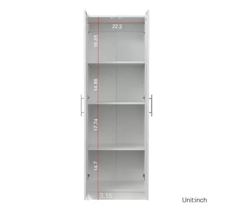 Modern Tall Cabinet, Freestanding Pantry Cabinet with 2 Doors and 4 Shelves, Storage Cabinet for Living Room, Dining Room, Kitchen