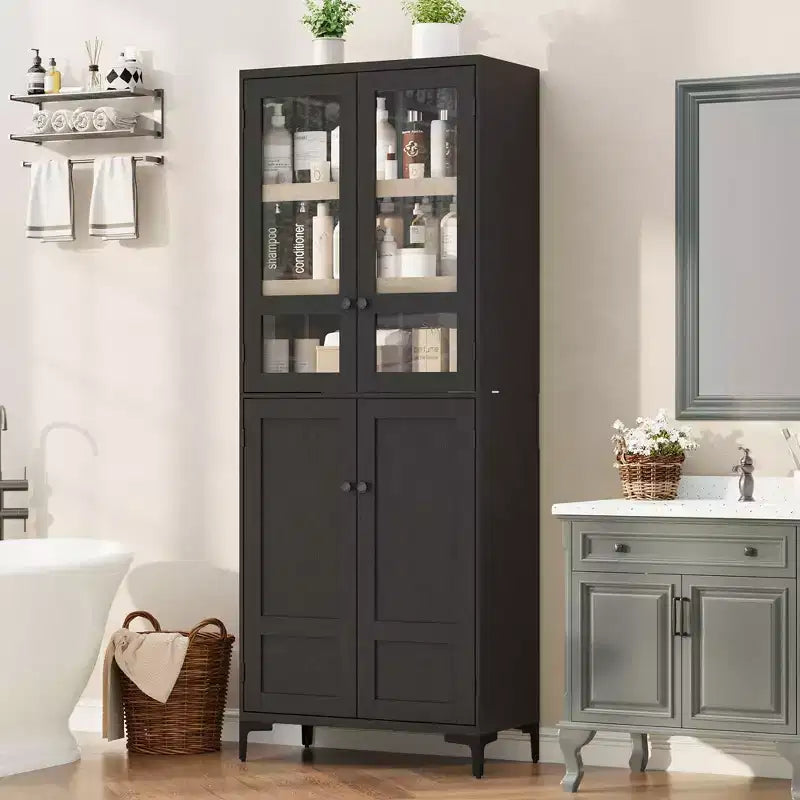 71 Inch Tall 5-Tier Storage Cabinet, 4-Door Pantry Organizer with Adjustable Shelves for Kitchen, Bathroom, Dining Room