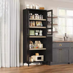 71 Inch Tall 5-Tier Storage Cabinet, 4-Door Pantry Organizer with Adjustable Shelves for Kitchen, Bathroom, Dining Room
