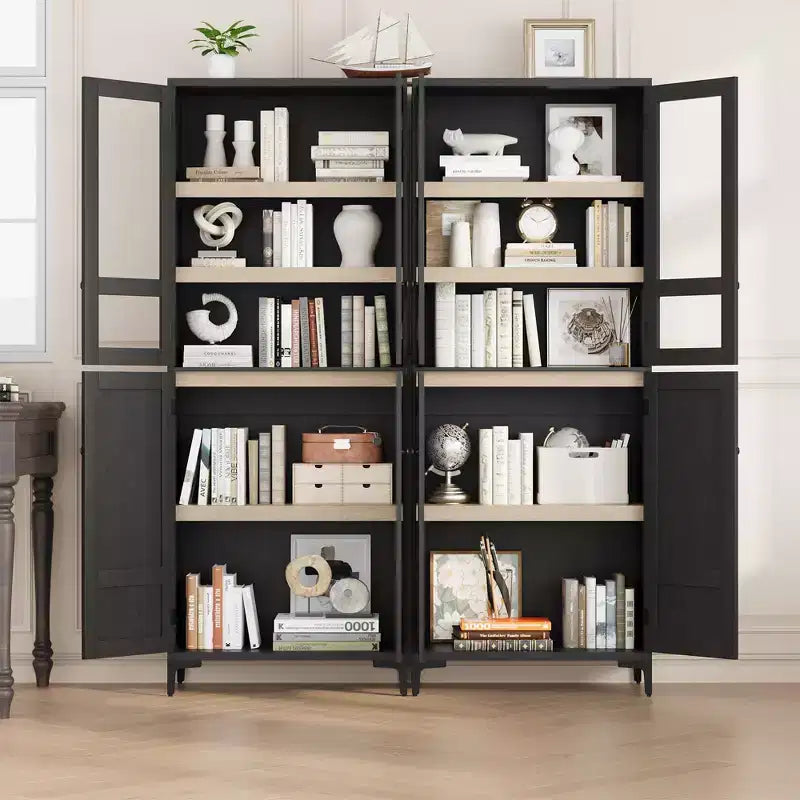 71 Inch Tall 5-Tier Storage Cabinet, 4-Door Pantry Organizer with Adjustable Shelves for Kitchen, Bathroom, Dining Room