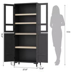 71 Inch Tall 5-Tier Storage Cabinet, 4-Door Pantry Organizer with Adjustable Shelves for Kitchen, Bathroom, Dining Room