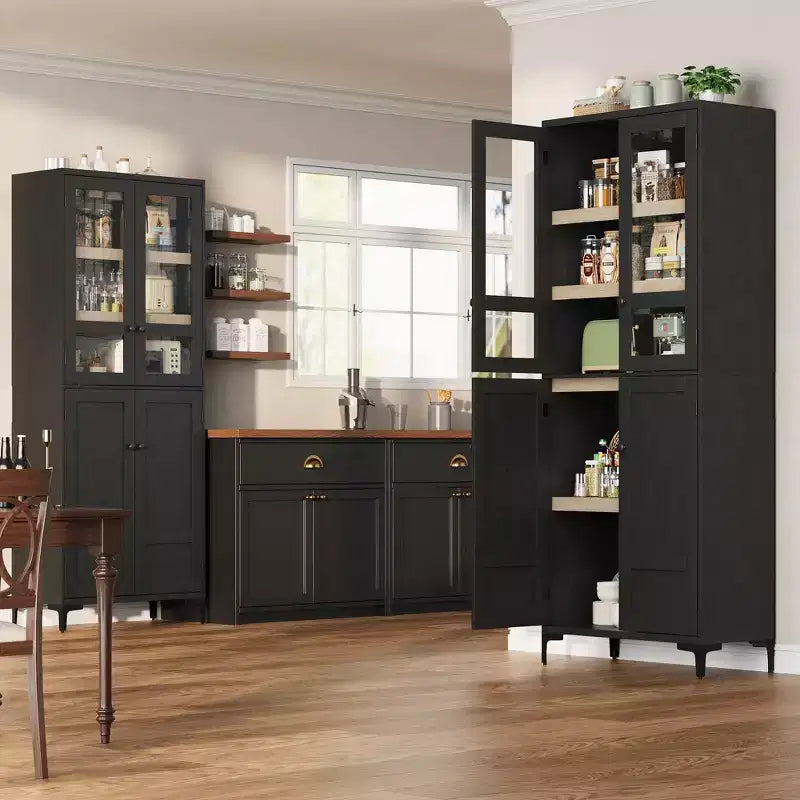 71 Inch Tall 5-Tier Storage Cabinet, 4-Door Pantry Organizer with Adjustable Shelves for Kitchen, Bathroom, Dining Room