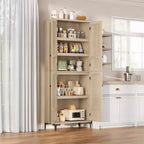 71 Inch Tall 5-Tier Storage Cabinet, 4-Door Pantry Organizer with Adjustable Shelves for Kitchen, Bathroom, Dining Room