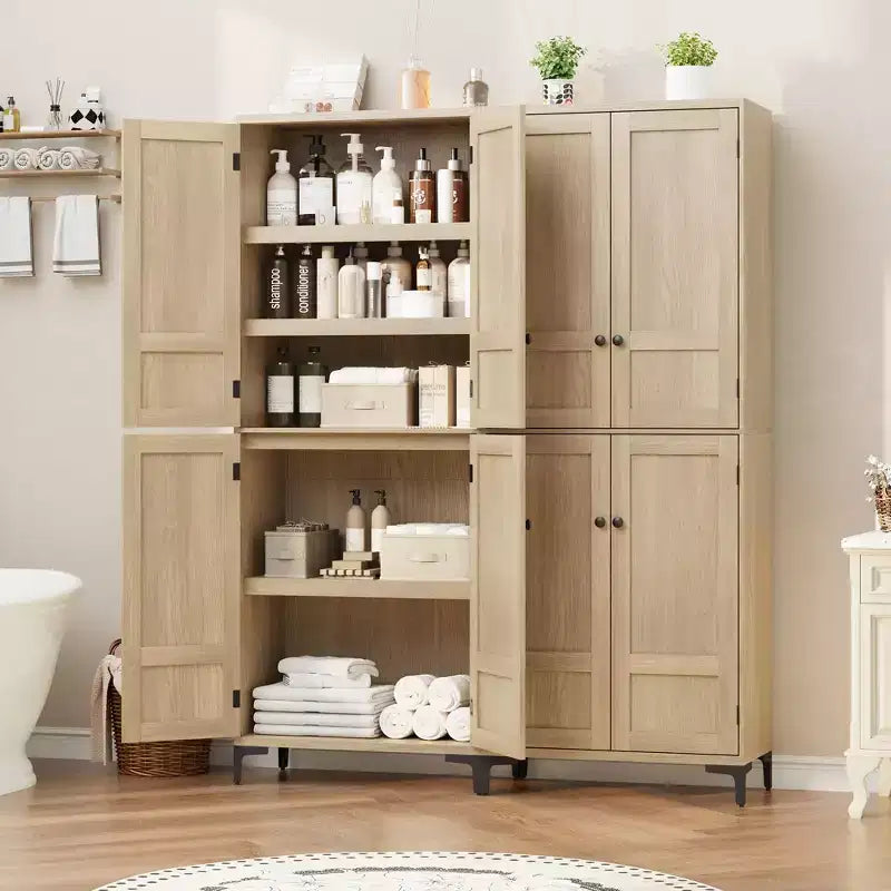 71 Inch Tall 5-Tier Storage Cabinet, 4-Door Pantry Organizer with Adjustable Shelves for Kitchen, Bathroom, Dining Room