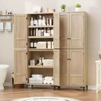 71 Inch Tall 5-Tier Storage Cabinet, 4-Door Pantry Organizer with Adjustable Shelves for Kitchen, Bathroom, Dining Room