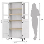 71 Inch Tall 5-Tier Storage Cabinet, 4-Door Pantry Organizer with Adjustable Shelves for Kitchen, Bathroom, Dining Room