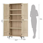 71 Inch Tall 5-Tier Storage Cabinet, 4-Door Pantry Organizer with Adjustable Shelves for Kitchen, Bathroom, Dining Room