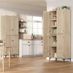 71 Inch Tall 5-Tier Storage Cabinet, 4-Door Pantry Organizer with Adjustable Shelves for Kitchen, Bathroom, Dining Room
