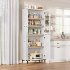 71 Inch Tall 5-Tier Storage Cabinet, 4-Door Pantry Organizer with Adjustable Shelves for Kitchen, Bathroom, Dining Room