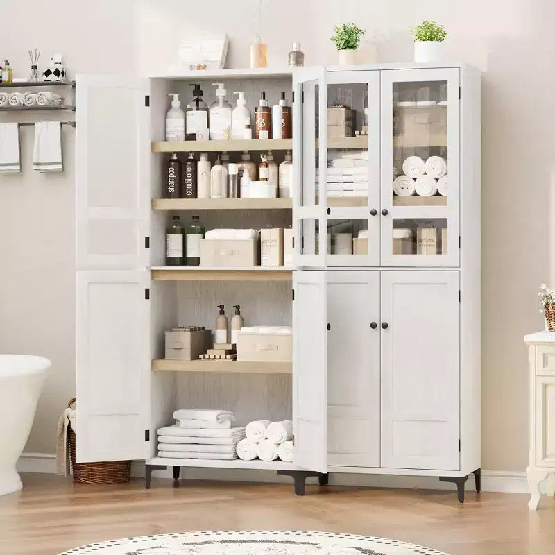 71 Inch Tall 5-Tier Storage Cabinet, 4-Door Pantry Organizer with Adjustable Shelves for Kitchen, Bathroom, Dining Room
