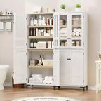 71 Inch Tall 5-Tier Storage Cabinet, 4-Door Pantry Organizer with Adjustable Shelves for Kitchen, Bathroom, Dining Room