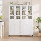 71 Inch Tall 5-Tier Storage Cabinet, 4-Door Pantry Organizer with Adjustable Shelves for Kitchen, Bathroom, Dining Room
