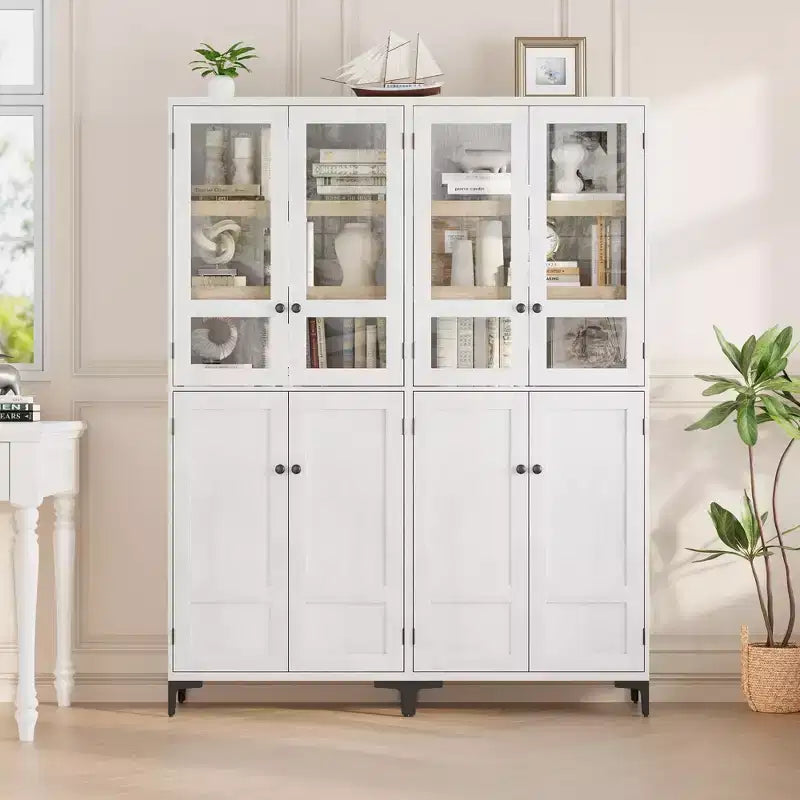 71 Inch Tall 5-Tier Storage Cabinet, 4-Door Pantry Organizer with Adjustable Shelves for Kitchen, Bathroom, Dining Room