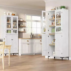 71 Inch Tall 5-Tier Storage Cabinet, 4-Door Pantry Organizer with Adjustable Shelves for Kitchen, Bathroom, Dining Room