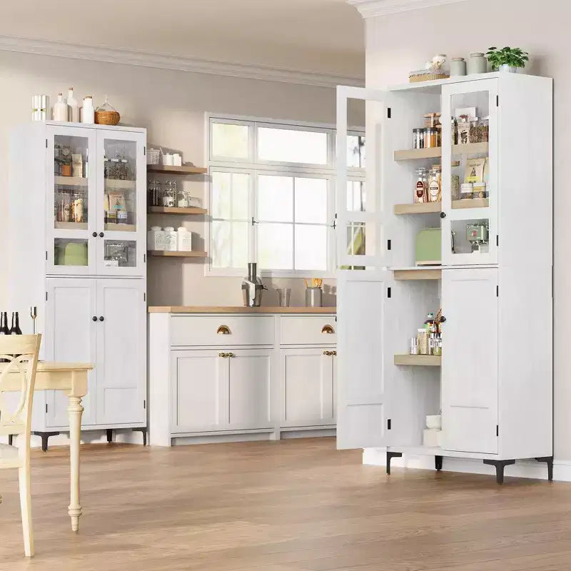 71 Inch Tall 5-Tier Storage Cabinet, 4-Door Pantry Organizer with Adjustable Shelves for Kitchen, Bathroom, Dining Room