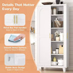 70.87'' Tall Metal Pantry Cabinet with 2 Doors, with 4 Adjustable Shelves, Steel Cupboard for Kitchen, Pantry, Dining Room, Living Room, White