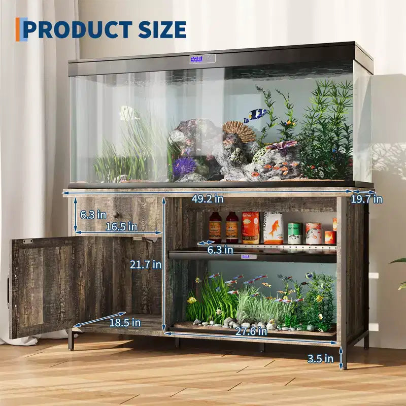 55-75 Gallon Fish Tank Stand, Heavy Duty Aquarium Stand with Storage Cabinet, TV Consoles Table for 80/75/70 Inch TVs, Large Turtle Tank Stand