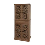 Tall Cabinet with 4 Rattan/Carved Doors, Storage Cabinet with 1 Drawer and 4 Adjustable Inner Shelves, Accent Cabinet for Living Room, Bedroom