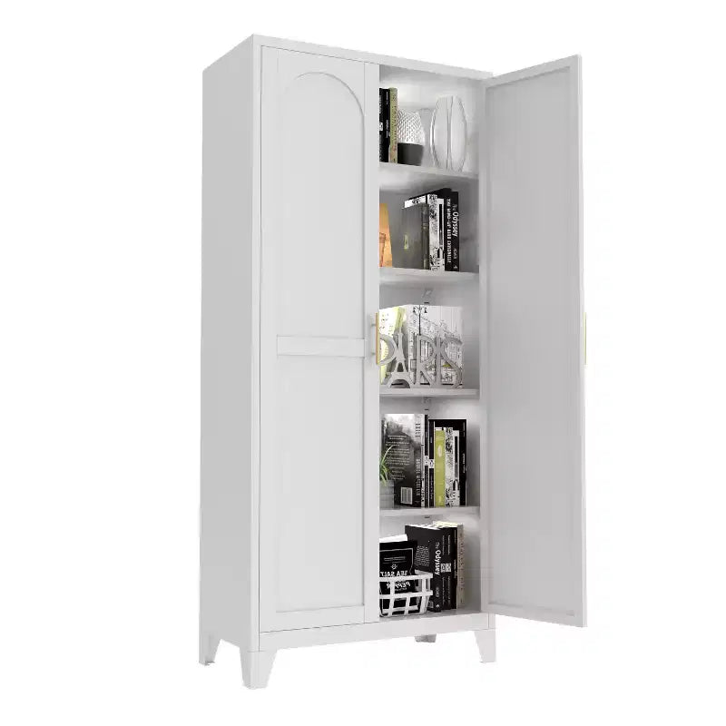 4-Door Storage Cabinet with Cane Panels and Adjustable Shelves for Living Room, Dining Room, or Entryway, Black and Natural
