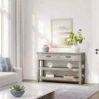 47.2 Farmhouse Console Table with 2 Drawers, 3-Tier Entryway Table with Storage for Living Room, Hallway, Entry