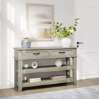 47.2 Farmhouse Console Table with 2 Drawers, 3-Tier Entryway Table with Storage for Living Room, Hallway, Entry