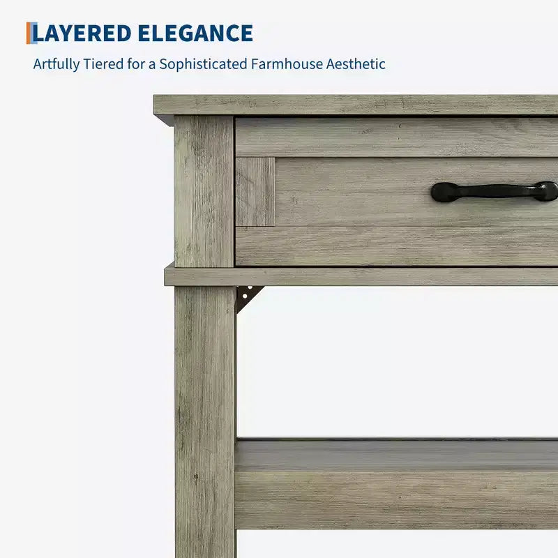 47.2 Farmhouse Console Table with 2 Drawers, 3-Tier Entryway Table with Storage for Living Room, Hallway, Entry