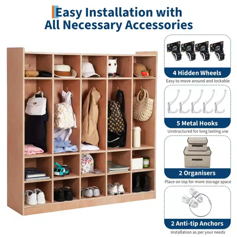 Open Storage Shelves, Freestanding Floor Storage Cabinets with 2 Doors, 47x 11.7x 26.5 , 2 Anti-Flip Fittings,Suitable for School