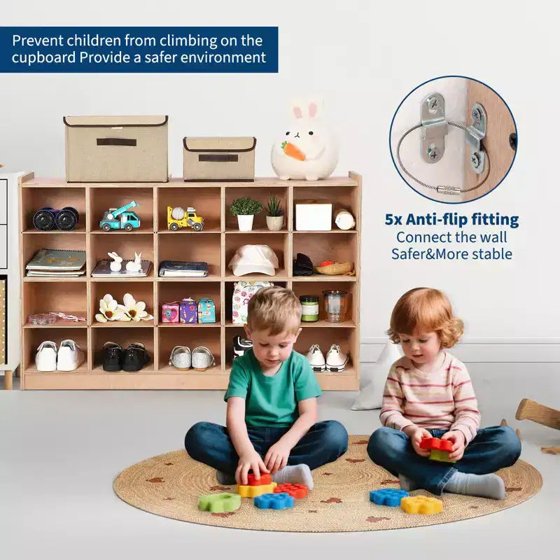 Open Storage Shelves, Freestanding Floor Storage Cabinets with 2 Doors, 47x 11.7x 26.5 , 2 Anti-Flip Fittings,Suitable for School