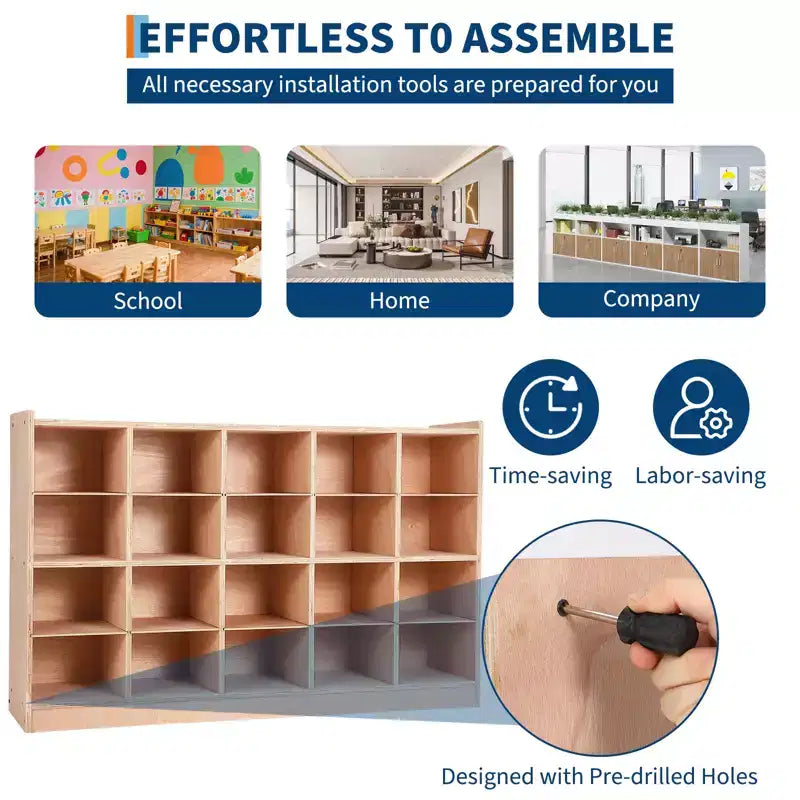 Open Storage Shelves, Freestanding Floor Storage Cabinets with 2 Doors, 47x 11.7x 26.5 , 2 Anti-Flip Fittings,Suitable for School