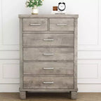 Dresser for Bedroom with 6 Drawers, 45 Tall Grey Chests of Drawers with Storage, Wooden Dresser for Closet for Bedroom, Living Room, Entryway