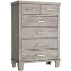 Dresser for Bedroom with 6 Drawers, 45 Tall Grey Chests of Drawers with Storage, Wooden Dresser for Closet for Bedroom, Living Room, Entryway