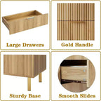 Natural Oak 3 Drawer Dresser for Bedroom, 30 Tall Modern Chest of Drawers with Gold Metal Handles & Anti-Tipping Device, Wooden Dresser Organizer