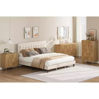 Natural Oak 3 Drawer Dresser for Bedroom, 30 Tall Modern Chest of Drawers with Gold Metal Handles & Anti-Tipping Device, Wooden Dresser Organizer