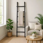 Decorative Vertical Ladder with Towel Rack Design for Blankets - Slim Storage Stand with Hooks for Bedroom or Living Room