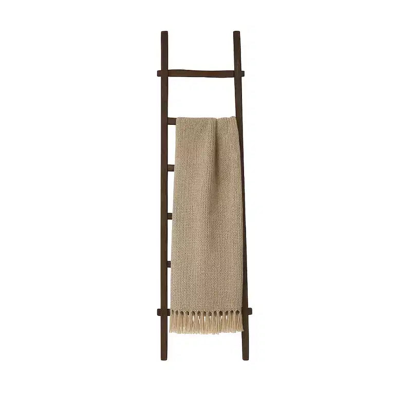 Decorative Vertical Ladder with Towel Rack Design for Blankets - Slim Storage Stand with Hooks for Bedroom or Living Room