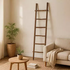 Decorative Vertical Ladder with Towel Rack Design for Blankets - Slim Storage Stand with Hooks for Bedroom or Living Room