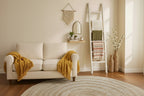 Decorative Vertical Ladder with Towel Rack Design for Blankets - Slim Storage Stand with Hooks for Bedroom or Living Room