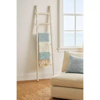 Decorative Vertical Ladder with Towel Rack Design for Blankets - Slim Storage Stand with Hooks for Bedroom or Living Room