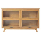 Emerson Mid-Century Modern Wood Storage Cabinet with 4 Glass Doors